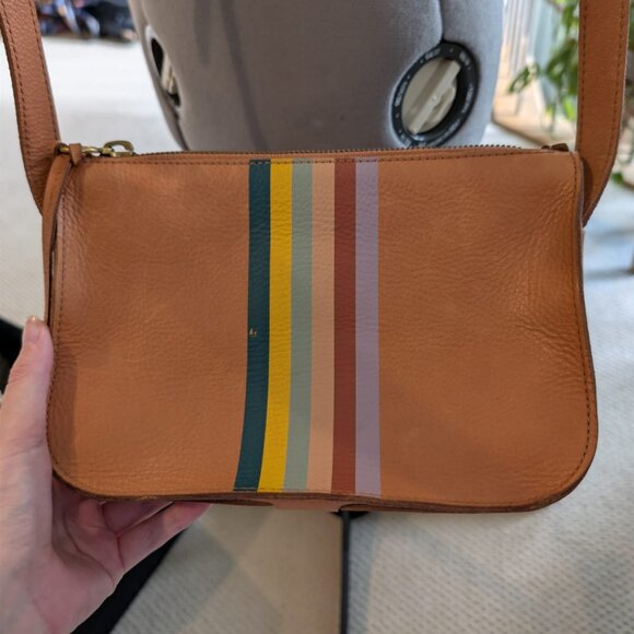 🆕 Madewell Desert Camel Stripe Crossbody Bag NWT - Picture 8 of 8